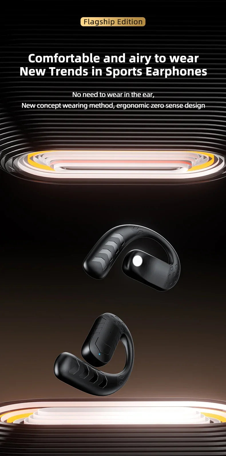 Handsfree Headset Bluetooth Noise Canceling Sports Waterproof Compatible HiFi Stereo Ear Hook Wireless Single Earphone Driving