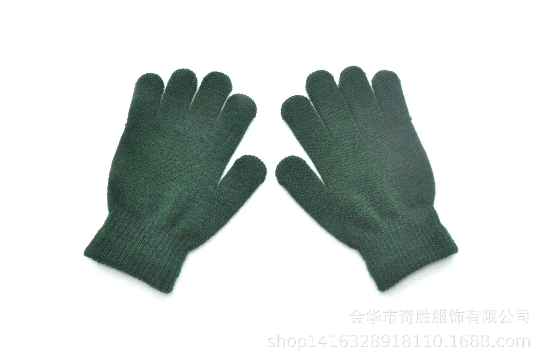 Winter 4-11 Year Old Children's Writing Cold-proof Warm Gloves Solid Color Knitted Wool Acrylic Full-finger Split-finger Gloves