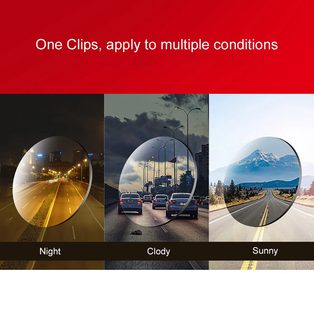 Square Clip On Sunglasses Women Polarized Black Lens UV400 Night Vision Driving Men Goggles Clips Anti Glare Vintage Glasses