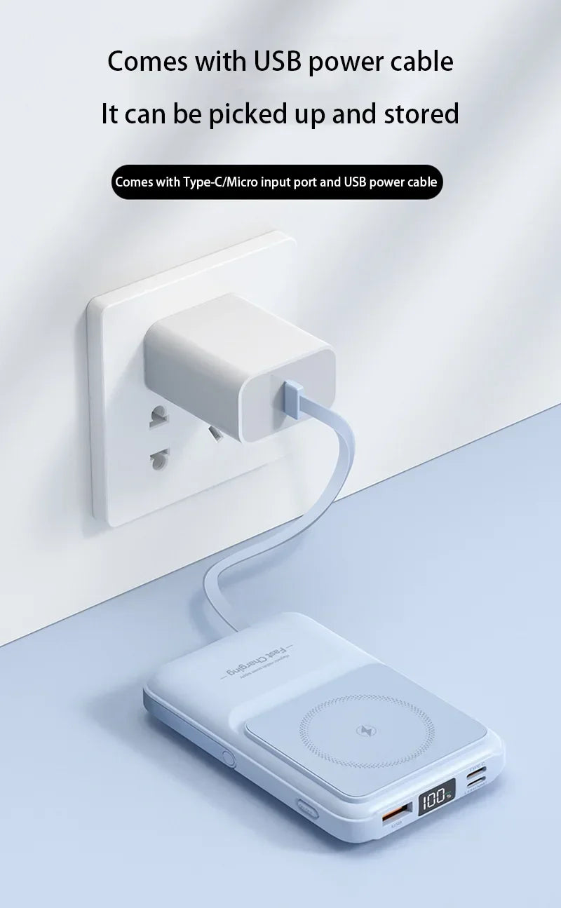 Magnetic Power Bank with Bracket 50000 MAh Large Capacity Built-in PD20W Two-way Fast Charging External Battery for iPhone