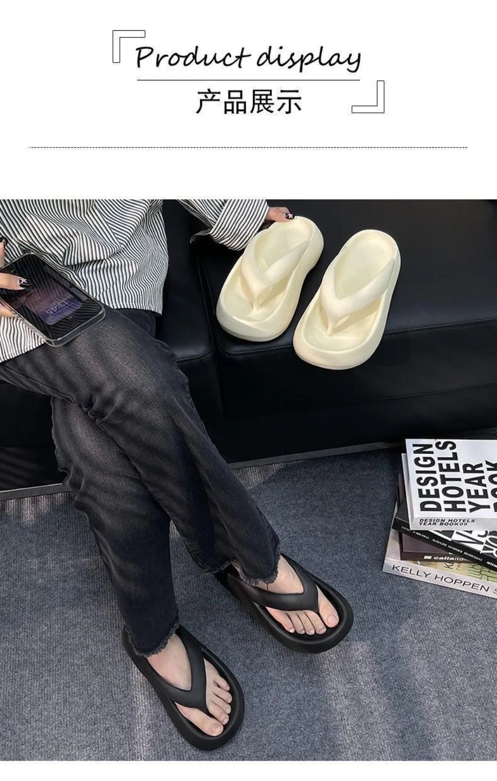 Flip flops for women, with a sense of stepping on poop. Wear non slip sandals and simple ins trendy beach shoes