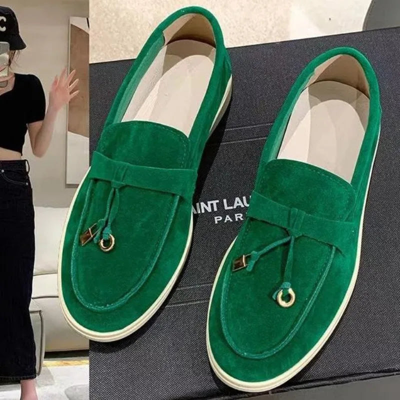 Women Flats 2025 New Trend Spring Autumn Platform Suede Loafers Casual Ladies Walking Non Slip Chaussure Femme Scarpe Da Donna