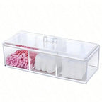 1pc Cosmetics Storage Box, Minimalist Clear 3 Grids Cosmetics Container For Home, For  Bathroom Collection, Bedroom Collection,