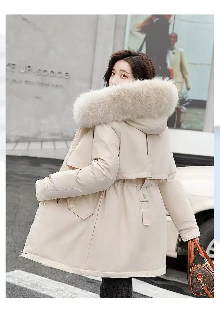 Winter Coat 2025 New Women's Thick Cotton Jacket Women's Medium long Korean version Fur collar Coat Female Warm Parka Overcoat