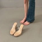 Women's Clear Sandals Summer Elegant Ladies Causal Mules Slippers Open-toe Sexy Luxury Women Fashion High Heels Platform Sandals