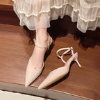 2025 New Design High Heels Woman Pumps Buckle Strap Mules Slippers Sexy Pointed Toe Wedding Banquet Female Shoes