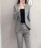 Women's 2 Pant Set Black Baggy Two Pieces Sets Pants for Woman Plaid Outfits Blazer and Trousers Suits Korea Stylish Groups of D