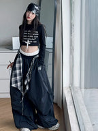 Pants Two Pieces Set Grid Trousers Tops Suits Casual Daily Childrens Clothes 2025 New Fashionable Children Autumn Clothing Girls