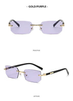 Trendy Rimless Sunglasses for Men Women Fashion Frameless Rectangle Sun Glasses Retro Shades Summer Traveling Eyewear UV400