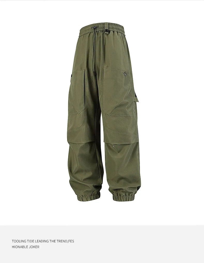 Men's outfit pants are versatile, trendy, loose, straight-leg outdoor work pants and trendy brand tight-fitting windbreakers