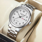 Couple Watch Luxury Quartz Wristwatches For Women Man Bussiness Stainless Steel Watches Waterproof Week Date Wristwatch Clock