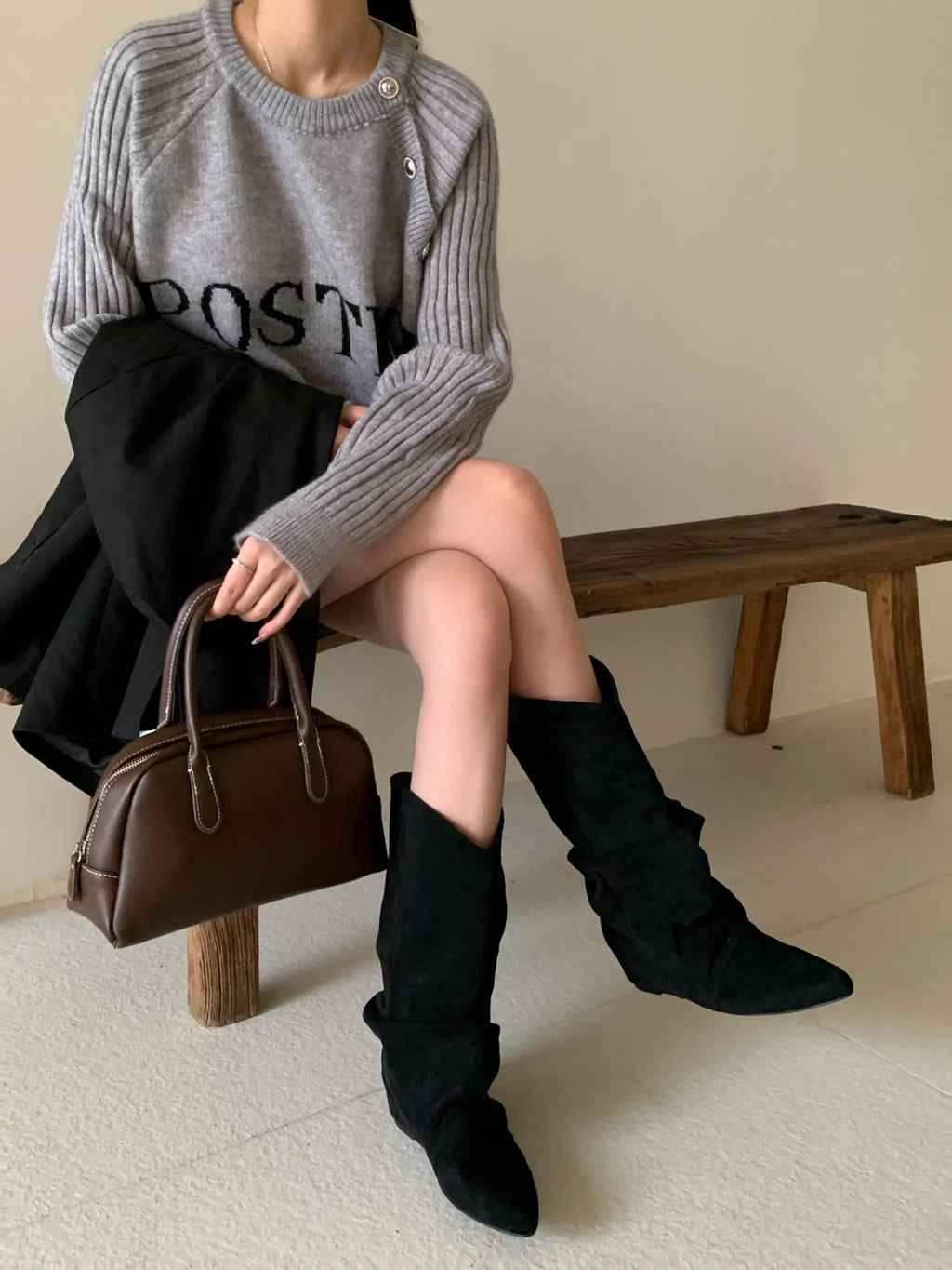 Flats Women's Boots Pointed Toe Designer Mid Calf Shoes Winter 2025 Fad Chelsea Boots New Trend Gladiator Walking Mujer Botas