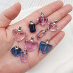 50pieces/lot mixed shape color Crystal Vials perfume pendant Rhinestone vial pendants handmade jewelry name or rice art