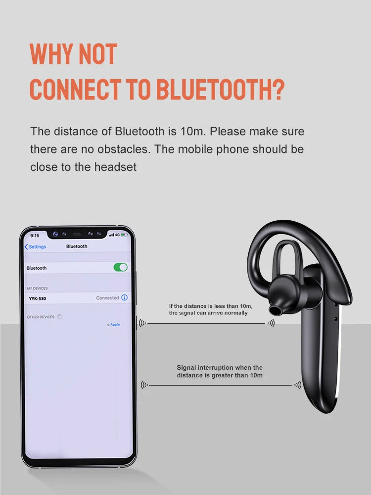 Handsfree YYK 530 Business Earbuds Single Wireless Car Driving Earphone Ear Hook Sport Headset  earphones