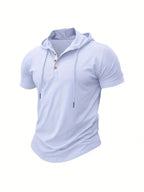 Men's T Shirt Summer Slim Fitness Hooded Short-Sleeved Tees Male Lightweight Hoodie Fitness Breathable Sports Tops