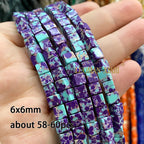 Natural Stone Purple Blue Sea Sediment Jasper Turquoise Abacus Square Spacer Beads for Jewelry Making DIY Bracelet Accessories