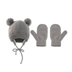 Winter Baby Stuff Hat for Boy Girls Accessories Knited Cap Kids Hat Fleece Warm Gloves Thick Winter Ear Kids Hat Baby Bonnet