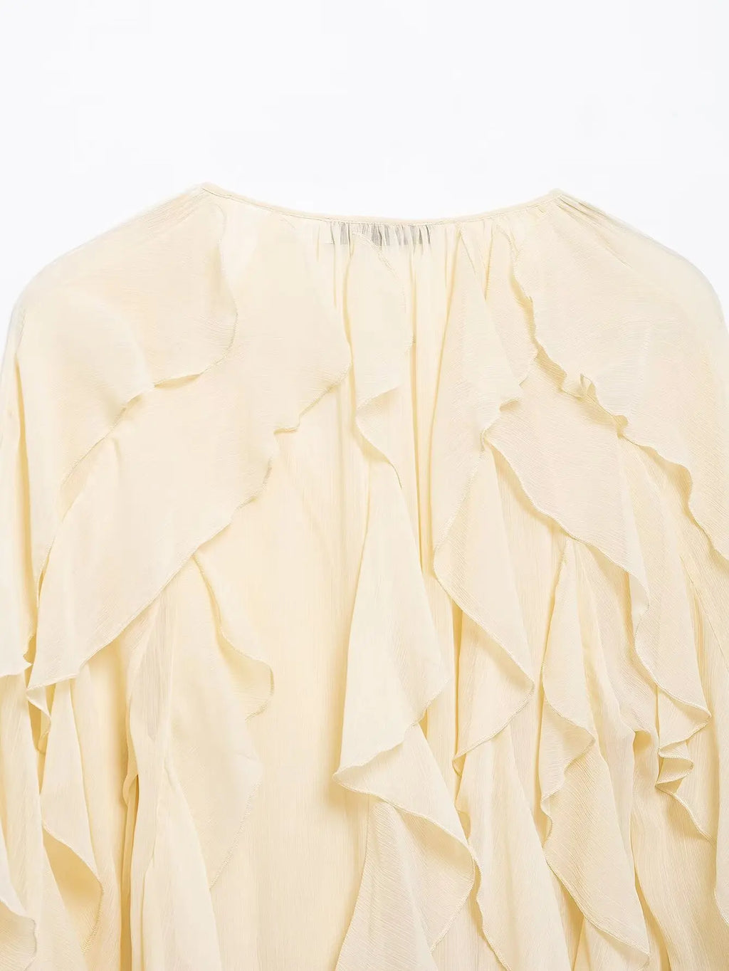 Women's Casual Ruffled Shirt Loose Lace Up Hollow Out V Neck Tops 2025 Spring Blouses Women Clothes