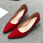 New Women's Shoes On Heels Elegant Medium High Heeled Ladies Pointed Toe 5cm Fashion Pumps For Woman Office Black Pink Red
