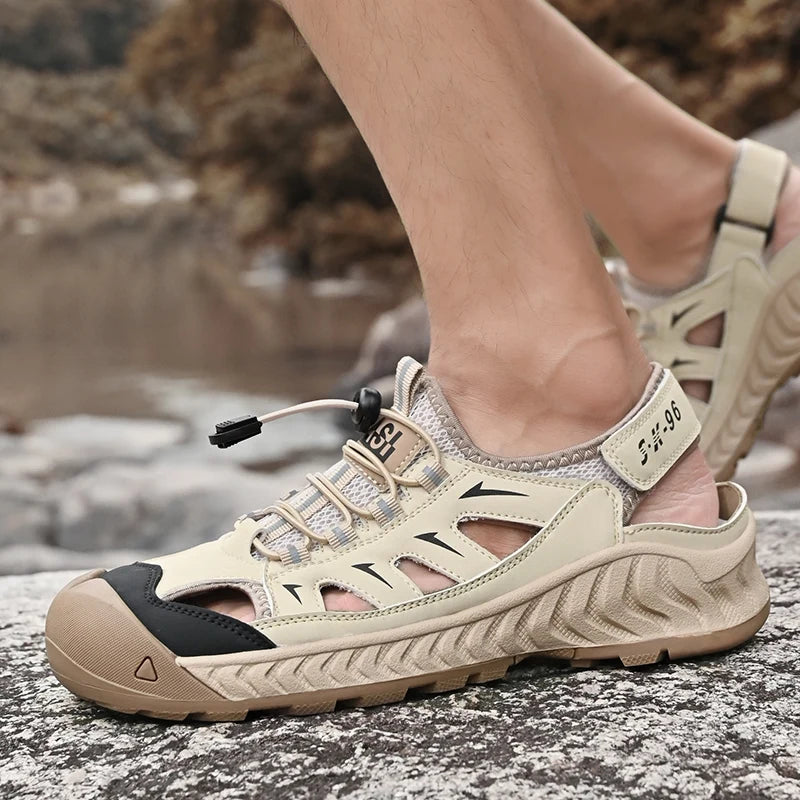 Mens Sandals Hot Sale Summer Outdoor Non-slip Beach Shoes Anti-collision Rubber Wading Shoes Fashion Breathable Male Sneakers