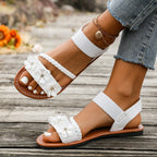 Women Sandals Fashion Flower Wedge Sandals Summer Casual Solid Color Sandals Breathable Beach Shoes Women Sandalias De Mujer