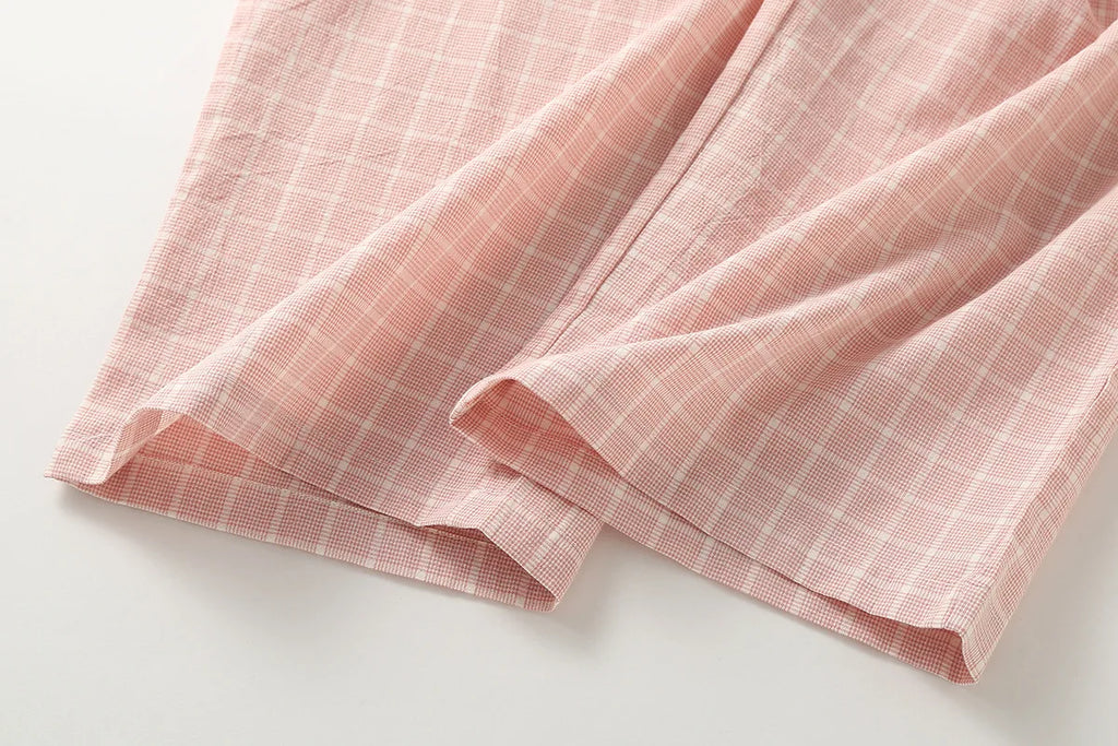 Pajama Pants Women Plaid Cotton Home Trousers Loose Breathable and Soft Straight Leg Trousers Fashionable Sleeping Pants