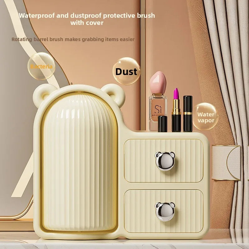 Rotating makeup storage box, desktop organizer, dust-proof cosmetic box, drawer-style cosmetic storage box