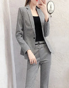 Women's 2 Pant Set Black Baggy Two Pieces Sets Pants for Woman Plaid Outfits Blazer and Trousers Suits Korea Stylish Groups of D