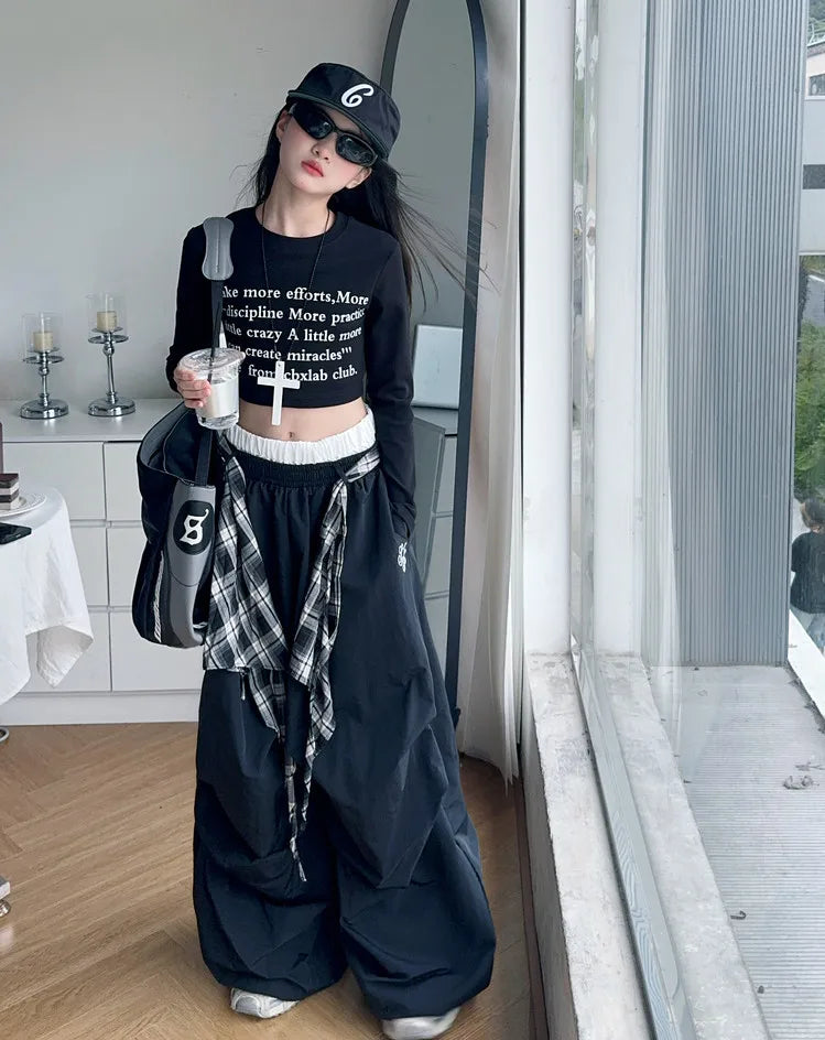 Pants Two Pieces Set Grid Trousers Tops Suits Casual Daily Childrens Clothes 2025 New Fashionable Children Autumn Clothing Girls