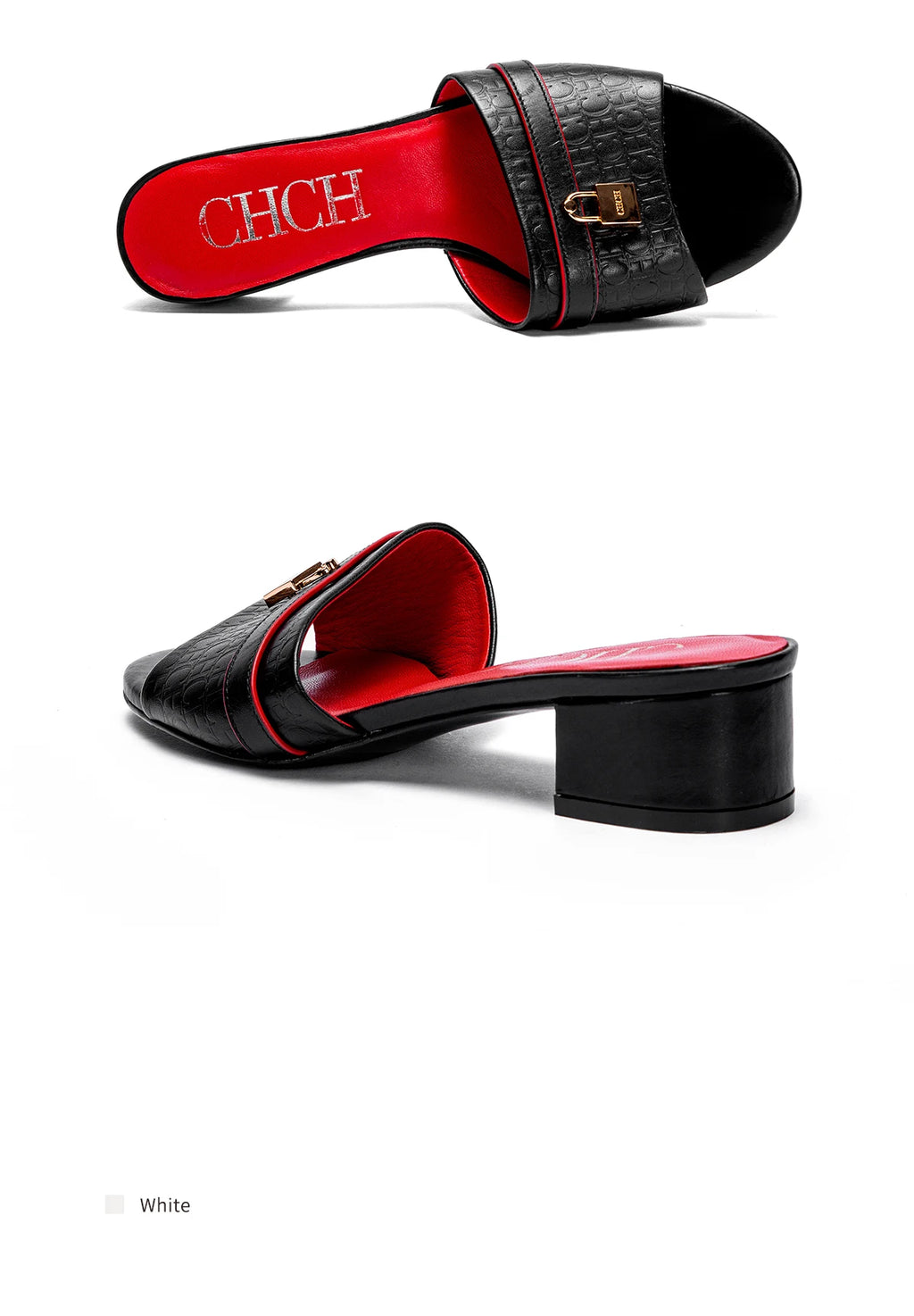 Women's Slippers 2025 Luxury Brand New Retro Design Mid Heel Red Black Slippers Casual Shoes