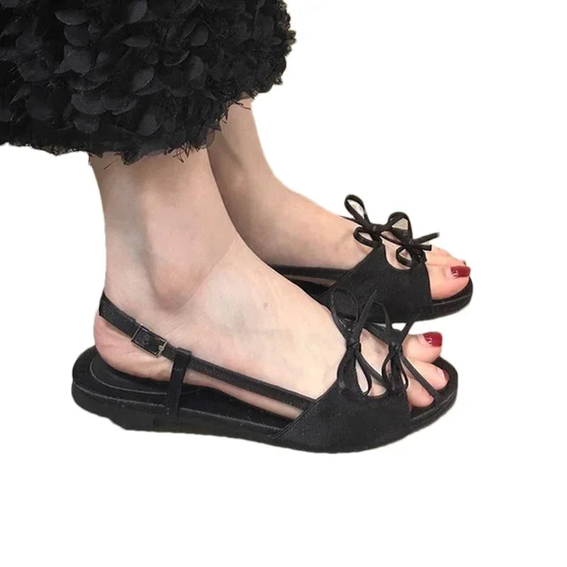Flats Women Sandals Bow Designer Shoes Woman Slippers Summer 2025 New Casual  Walking Slides Fashion Dress Sandalias De Mujer