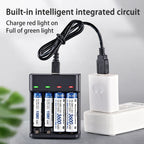 Battery Charger 4 Slot Intelligent Fast Charge With LED Indicator For 1.2V NiMH NiCd AAA/AA Rechargeable Batteries USB Charger