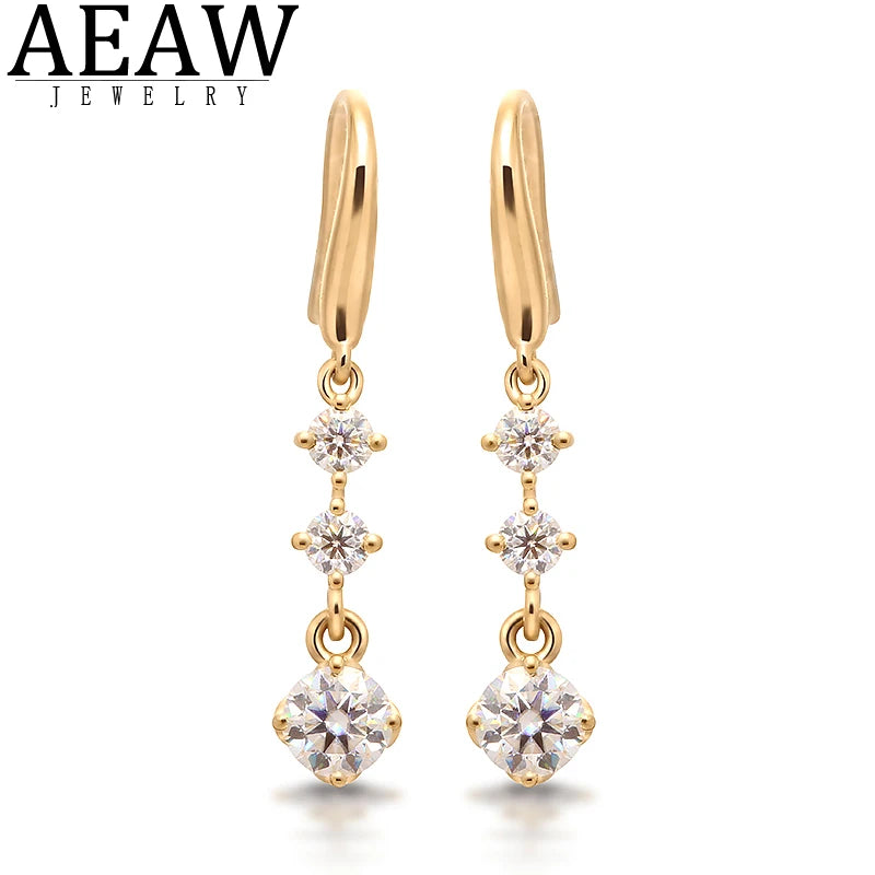 AEAW 14K Yellow Gold Round 0.7ctw Round Cut CVD HPHT Lab Diamond Earrings  for Women Engagement Wedding Bride Gift Fine Jewelry