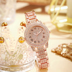 Women's Watches Fashion Original Quartz Wrist Watch for Ladies Roman Dial Dazzling Diamond Waterproof Luminous Luxury New