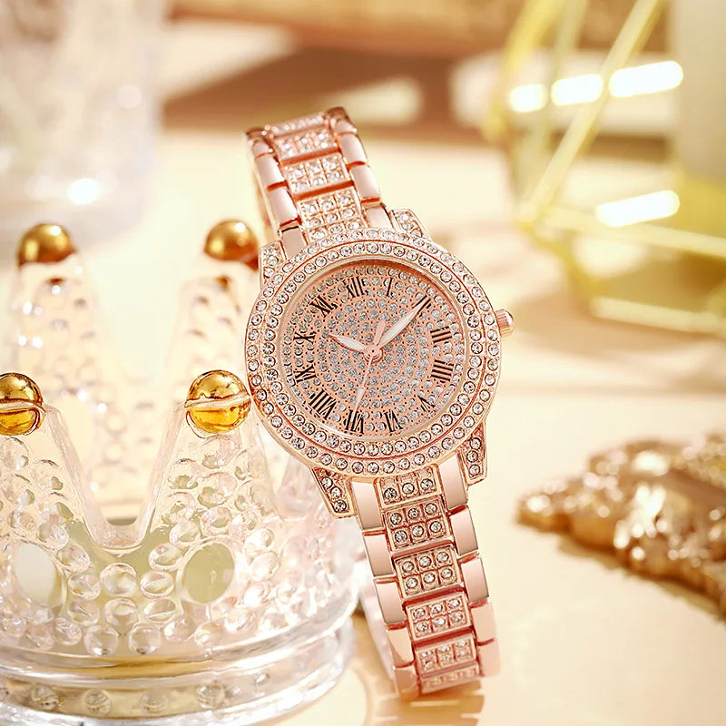 Women's Watches Fashion Original Quartz Wrist Watch for Ladies Roman Dial Dazzling Diamond Waterproof Luminous Luxury New
