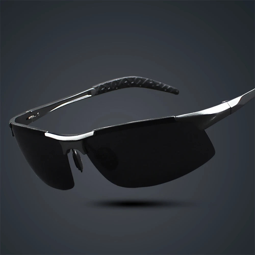 Fishing Sport Sunglasses Men Polarized UV400 Aluminum Rectangle Rimless Sun Glasses Photochromic Night Vision Eyewear