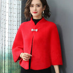 Autumn Winter  Warm Imitation Mink Velvet Shawl Thicken Elegant Short Sweater Shawl Luxury Outerwear Coat  Women Gift