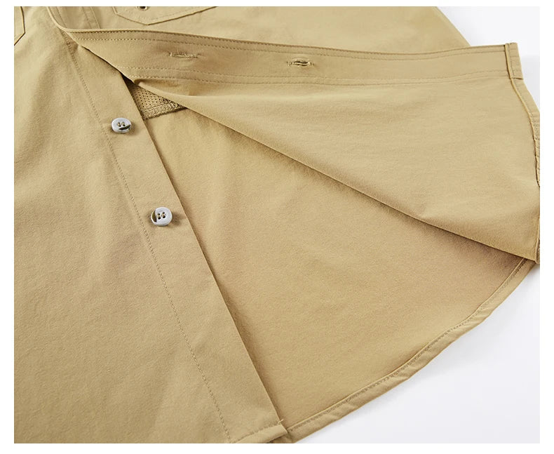 Men's Long Sleeved Shirt Comfortable Breathable Elastic Fashionable Versatile Workwear Shirt Outdoor Hiking and Commuting Shirt