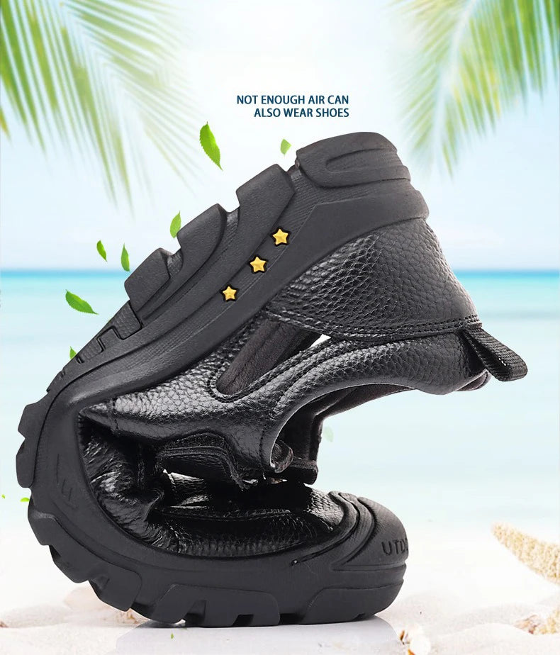 Man’s Sandals breathable comfort summer slippers beach Muller outdoor anti slip shoes youth casual fashion Hollow shoes