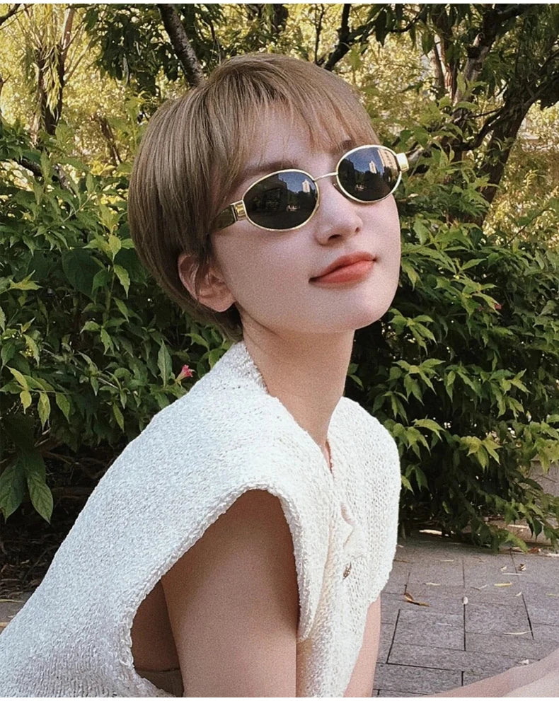 New Sunglasses For Women And Men UV400 Sun Glasses Alloy Oval Eyewear