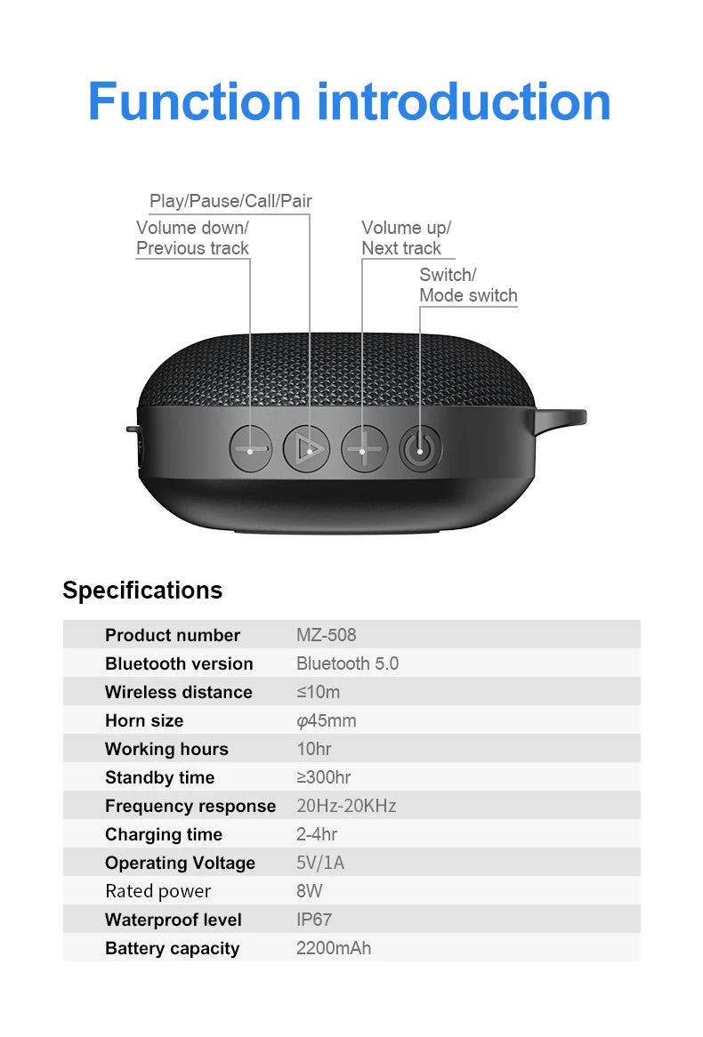 Handfree Portable Wireless Caixa De Som Bluetooth Speaker Music Sound Box Blutooth For Hand Free Mini Baffle Blootooth Handsfree