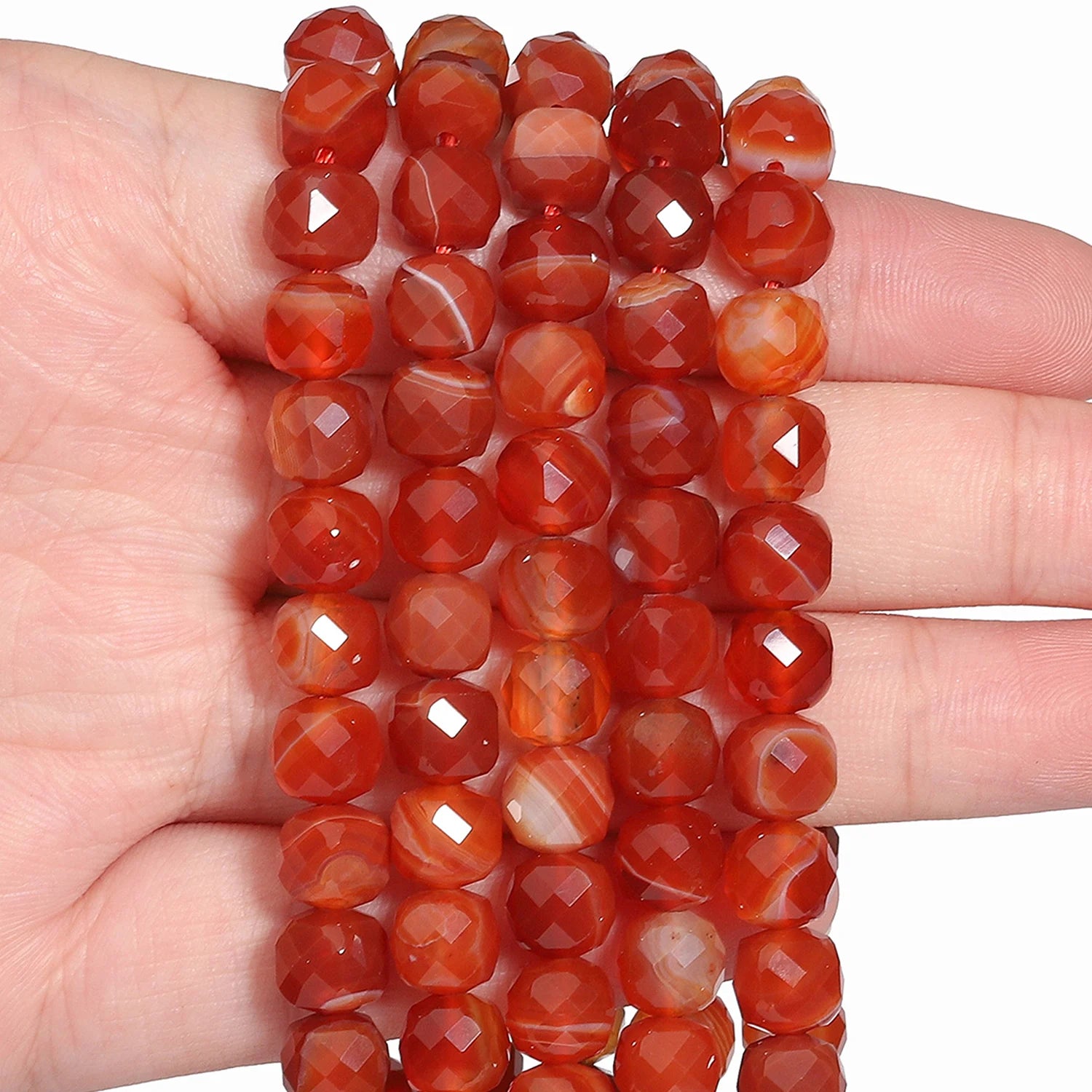 7-8mm Faceted Cube Beads Tourmaline Picture Jasper Agate Turquoise Amethyst Stone Beads for Jewelry Making Diy Accessories