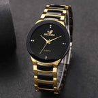 1/2PCS Fashion Couple's Watches Luxury Women Quartz Watch Men Business Watches Black Steel Band Male Analog Quartz Watch