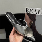 Female Slides Fashion Pointed Toe Flats Women Mules Slippers  Summer Beach Luxury Ladies Flats Slippers Sandals Shoes