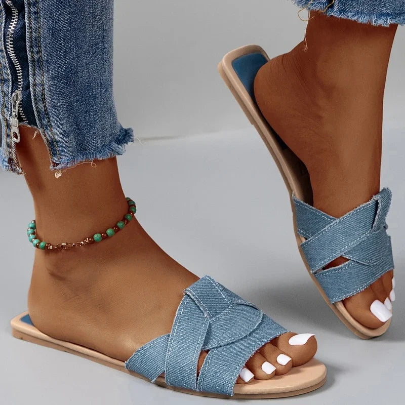 Woman Flat New Slippers Woven with Comfortable Women's Shoes Casual Bottom Slippers Women's Shoes Summer