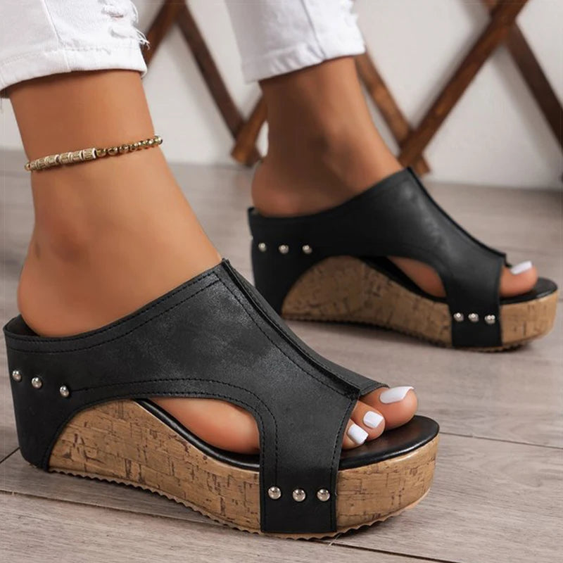 Women's Sandals High Heels Sandals With Wedges Shoes Woman Platform Sandals Summer Peep Toe Heeled Slippers Sandalias De Mujer