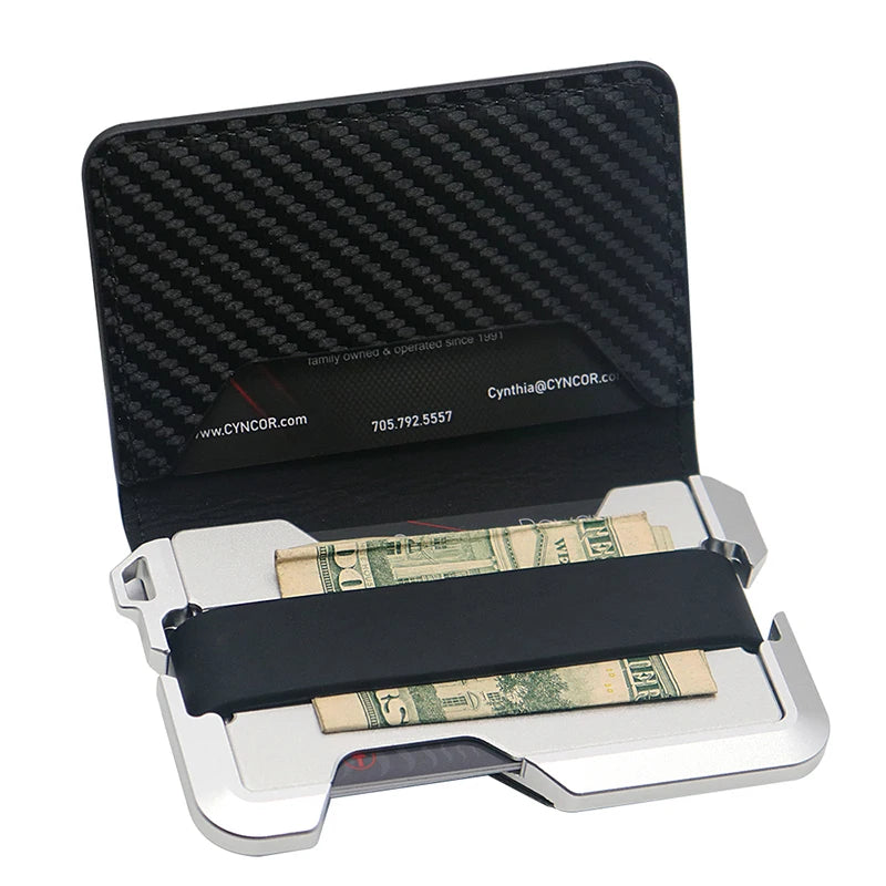 Wallet for Men - Slim Mens Wallet Bifold Wallets Aluminum Credit Card Passport Holder Mens Wallet, RFID Blocking Money Clip Thin