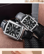 Couple Woman & Men Casual Watches Luxury Brand Square Dial Fashion Leather Strap Lover's Dress Quartz Watch Relogios Femininos