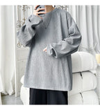 Men's High Street Long Sleeve T-Shirt - Trendy Casual Top Loose Fit Comfortable Wear, Modern Minimalist Style, Everyday Essentia