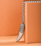 Creative 925 Silver Ethnic Style glossy Necklace Keel chains Banquet faceted wolf tooth Pendant for Men's Retro Jewelry